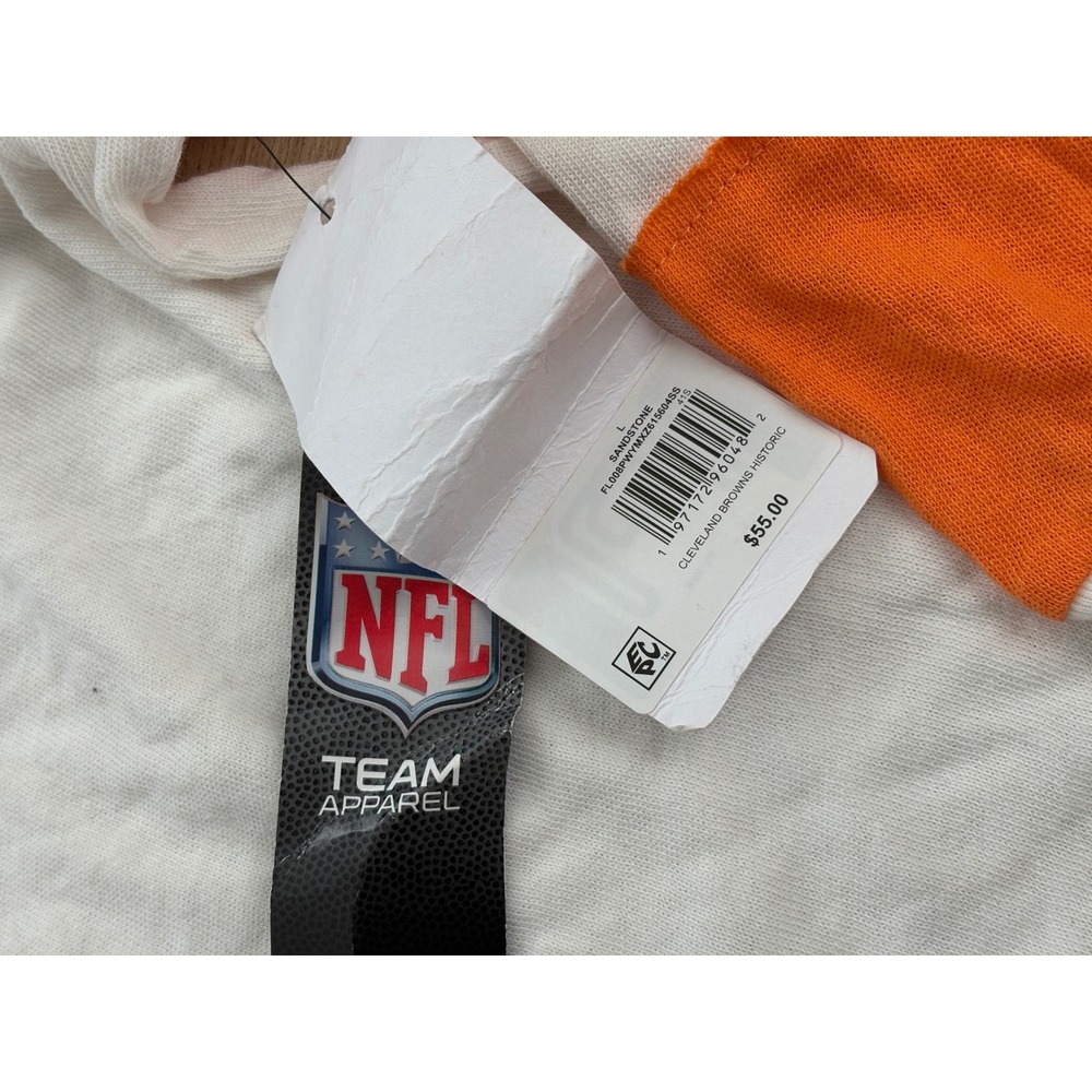 NWT Women's 47 Brand Cleveland Browns Raw Hem Cropped LS Tee -Large-White/Orange - Picture 3 of 6